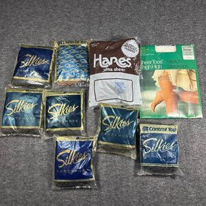 Silkies Hanes Control Top Pantyhose Lot 9 Vintage NOS New Size Avg E XTall 90s